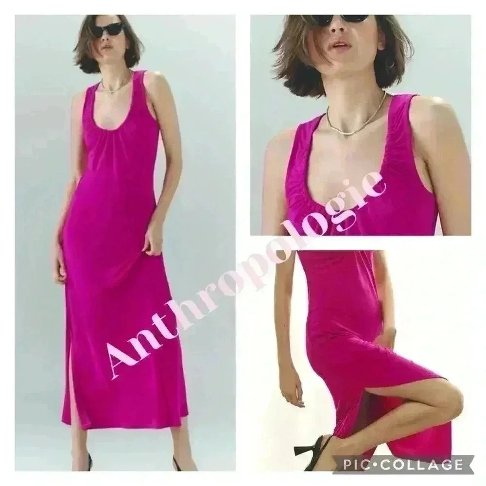 Anthropologie Fuchsia Asymmetrical Dress